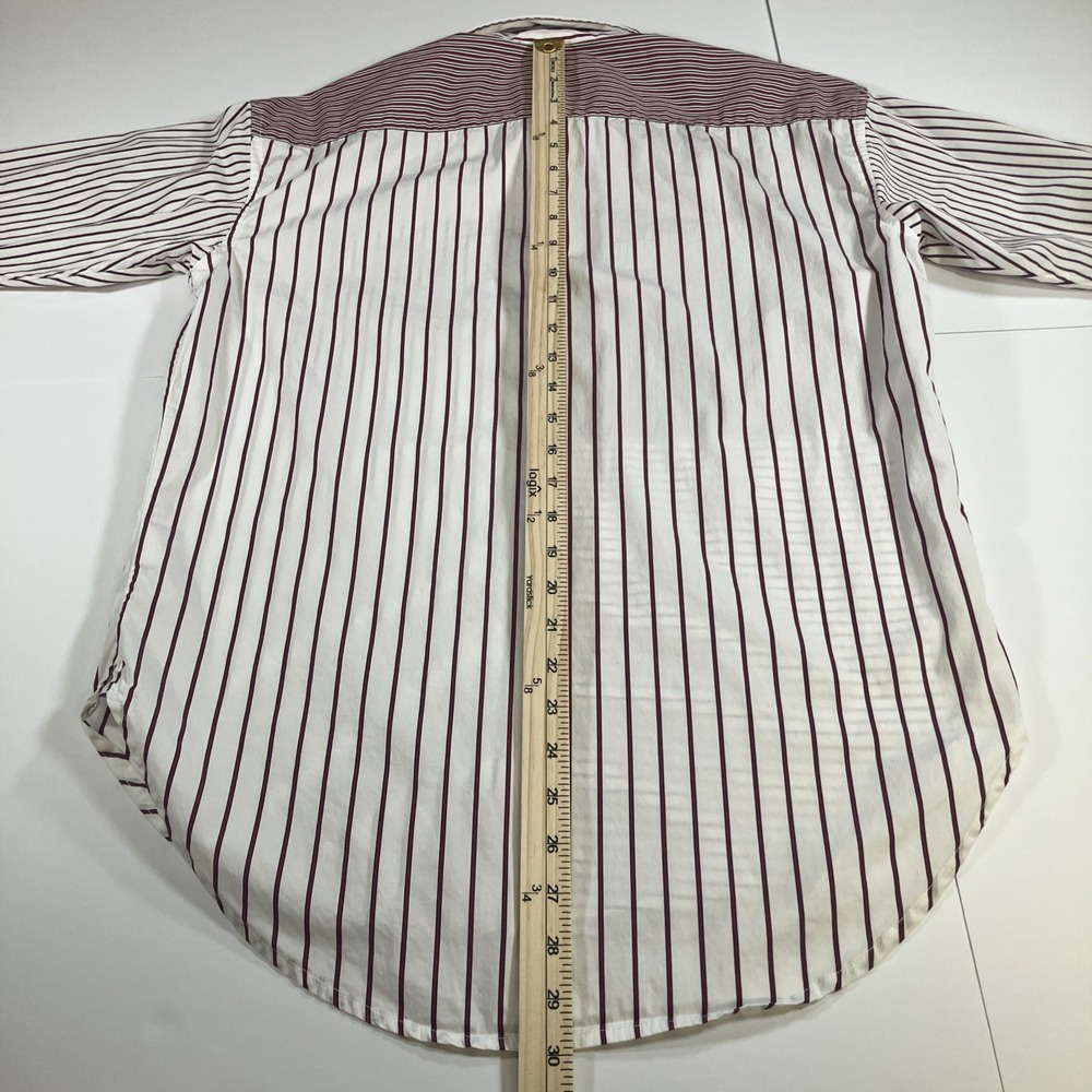 Lauren Ralph Lauren Red Striped Patchwork Long Sleeve Blouse Shirt Womens Medium - Picture 14 of 16